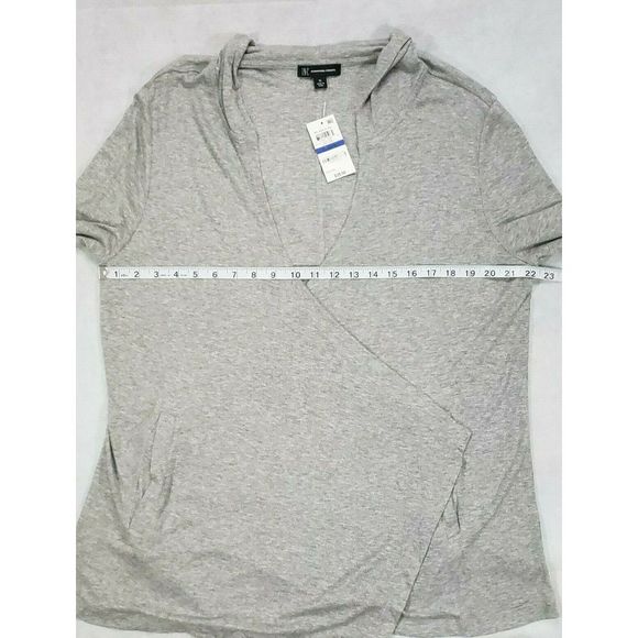 INC Womens Cardigan Gray Varsity Hooded Ribbed - Picture 6 of 8